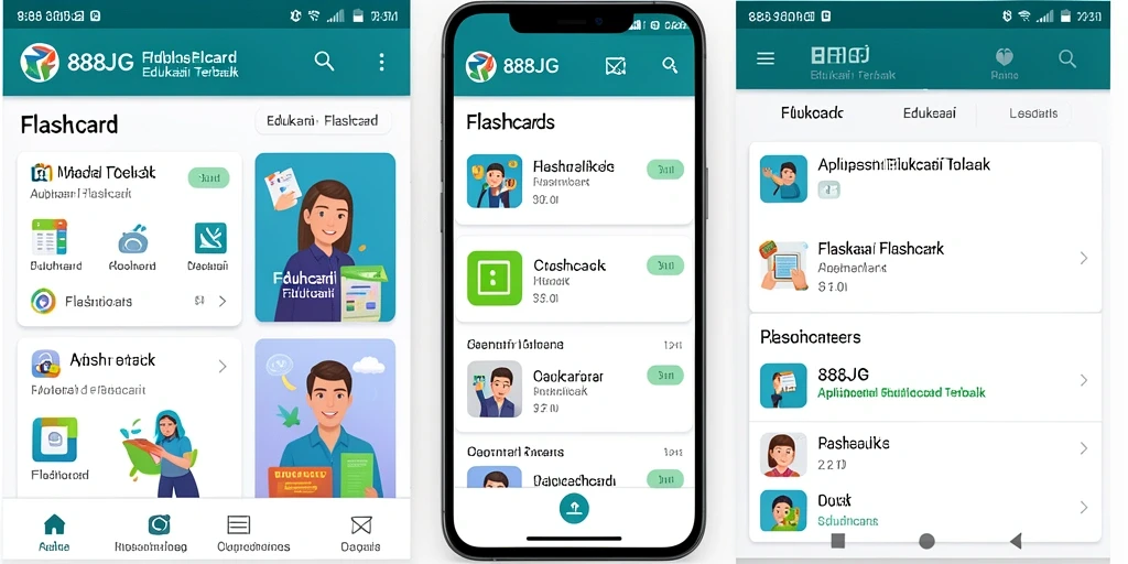 Antarmuka utama aplikasi 888JG yang menarik untuk pembelajaran Flashcard.
