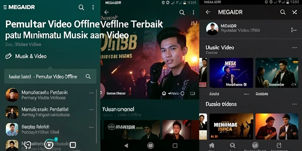 Tampilan antarmuka MEGAIDR yang sederhana dan menarik untuk Pemutar Video Offline.