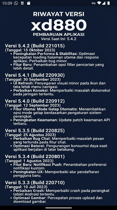 Riwayat Versi Aplikasi xd880 untuk Pengguna Android